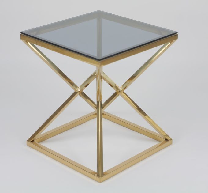 50x50cm Modern 0.47cbm Stainless Steel And Glass Coffee Table 4