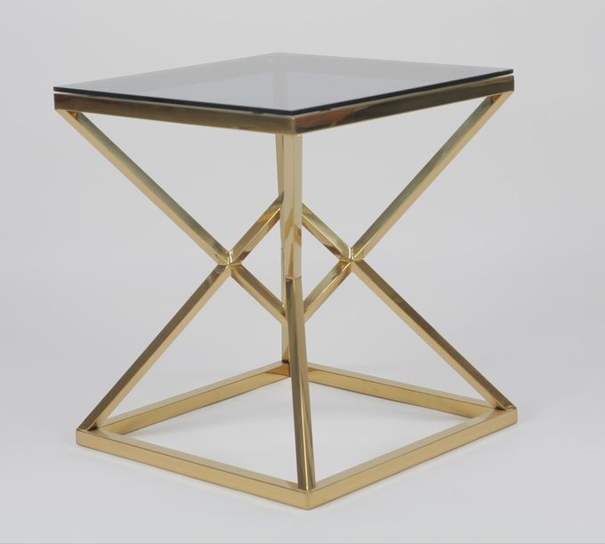 50x50cm Modern 0.47cbm Stainless Steel And Glass Coffee Table 3