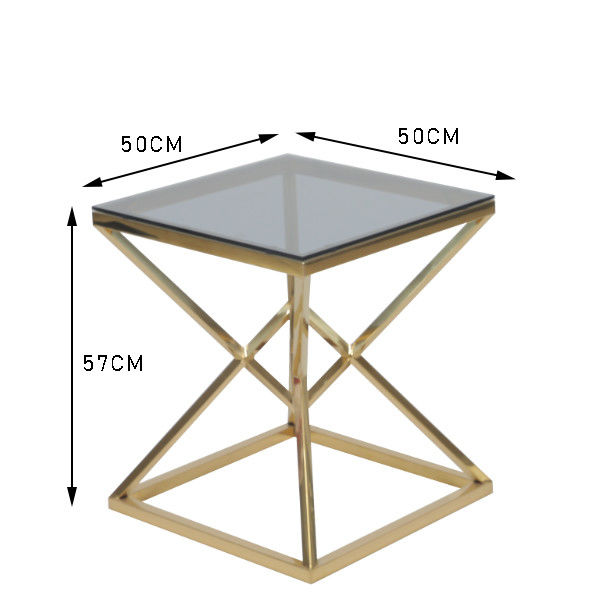 50x50cm Modern 0.47cbm Stainless Steel And Glass Coffee Table 1