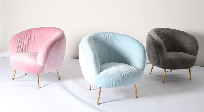 Modern Dark Blue Velvet Accent Armchair 75cm Height 3