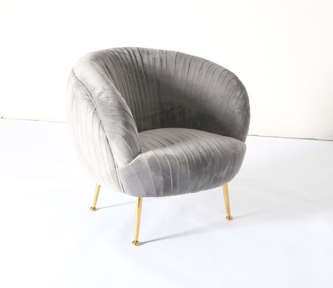 Modern Dark Blue Velvet Accent Armchair 75cm Height 1