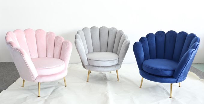 Nordic Style Flower Shape 78cm Height Velvet Accent Armchair 4