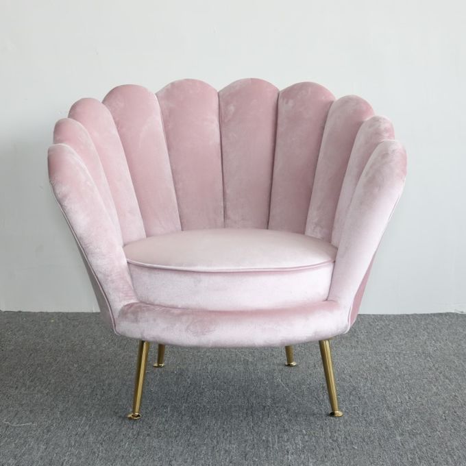 Nordic Style Flower Shape 78cm Height Velvet Accent Armchair 2