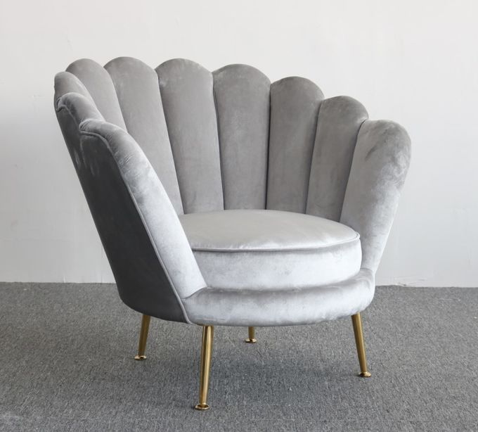 Nordic Style Flower Shape 78cm Height Velvet Accent Armchair 3