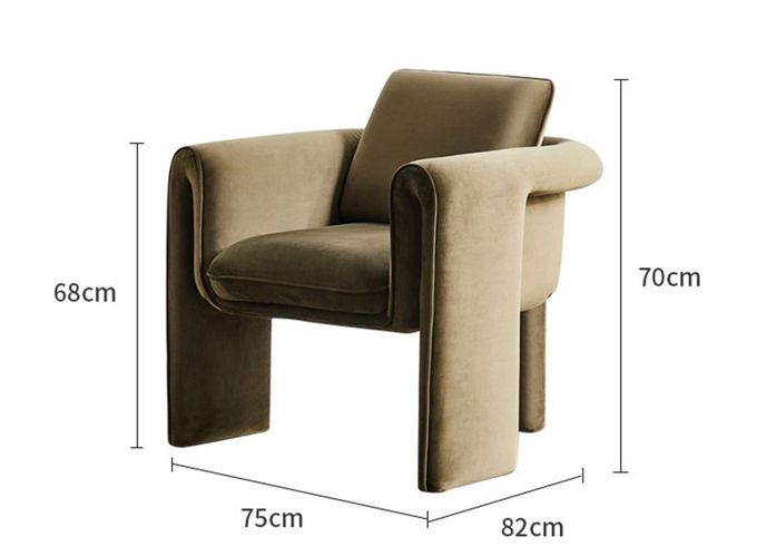 Single 75*82*70cm Beige Velvet Armchair Living Room Sofa 5