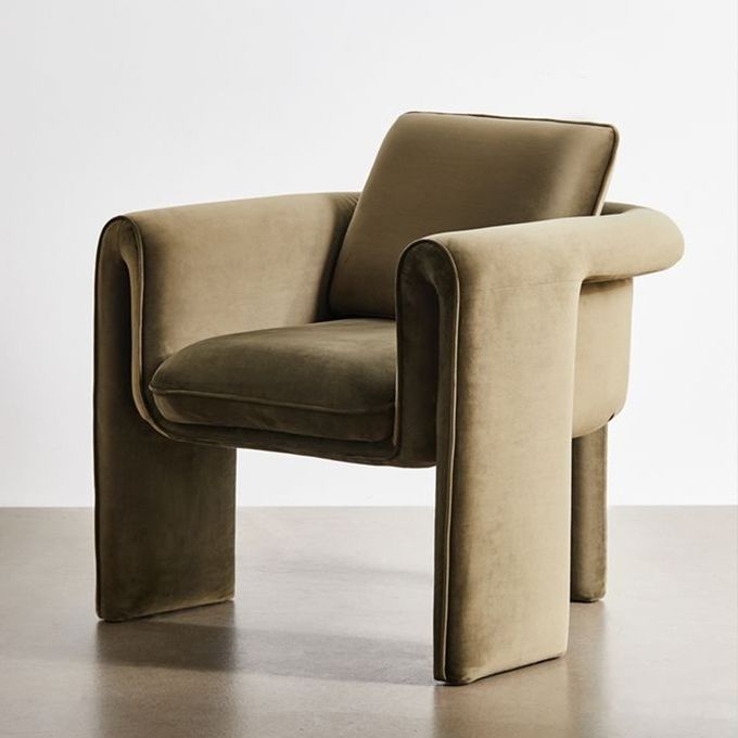 Single 75*82*70cm Beige Velvet Armchair Living Room Sofa 3