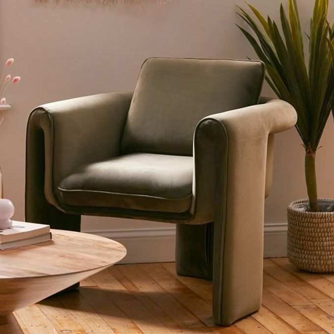 Single 75*82*70cm Beige Velvet Armchair Living Room Sofa 0