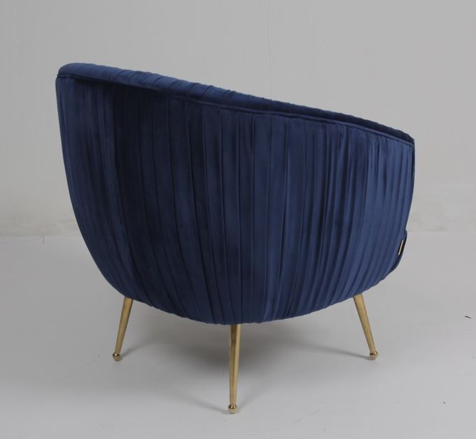 Modern Blue 88CM Velvet Fabric Armchair With Stainless Steel Legs 3