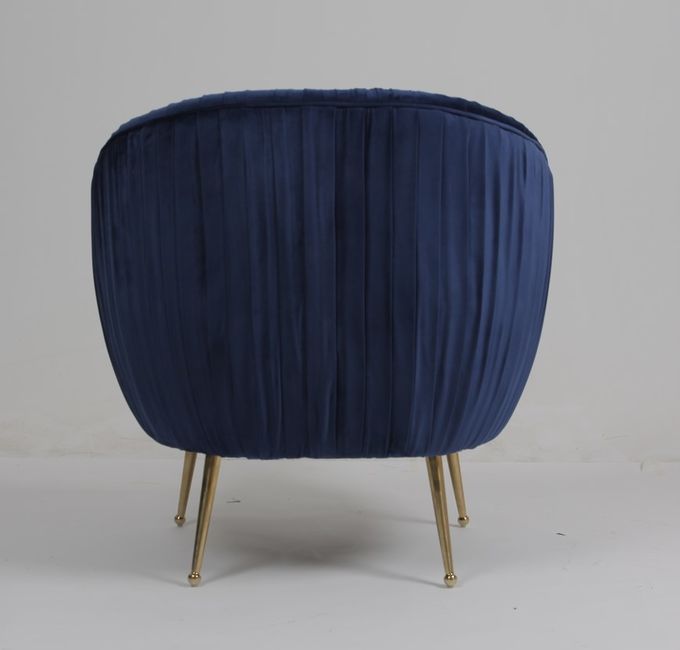 Modern Blue 88CM Velvet Fabric Armchair With Stainless Steel Legs 2