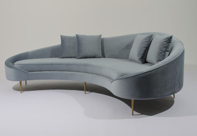 W 260cm Velvet Fabric Sofa Stainless Steel Base Couch For Living Room 3