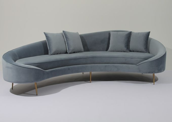 W 260cm Velvet Fabric Sofa Stainless Steel Base Couch For Living Room 2