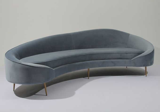 W 260cm Velvet Fabric Sofa Stainless Steel Base Couch For Living Room 1