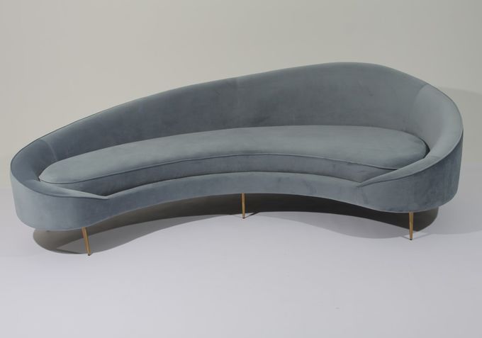 W 260cm Velvet Fabric Sofa Stainless Steel Base Couch For Living Room 4