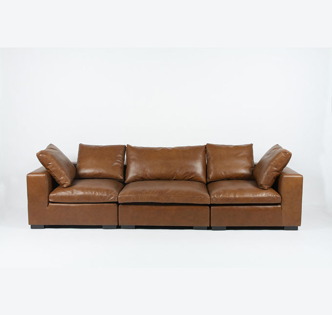 Cow Leather 3 Seater  Modern Leather Sofa Set For Living Room 1
